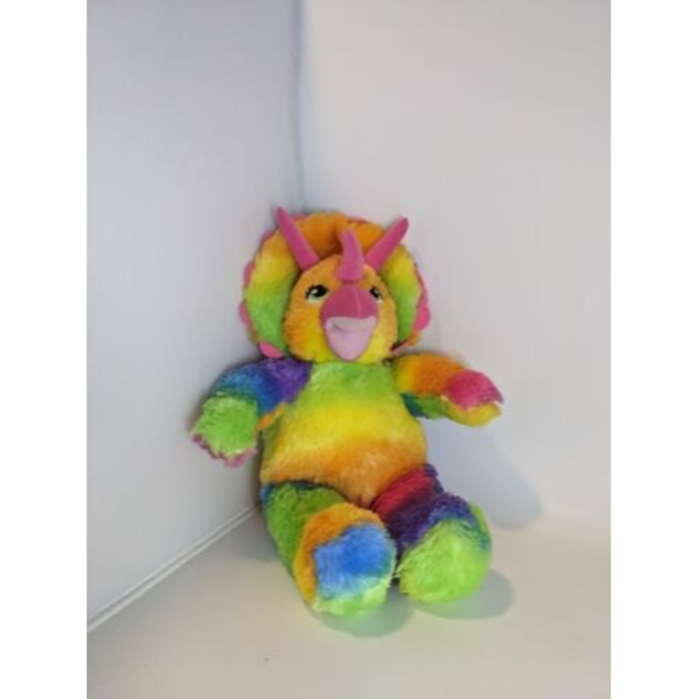 Triceratops Dinosaur Rainbow 16" Build a Bear Workshop BAB Plush Tie Dye Dino